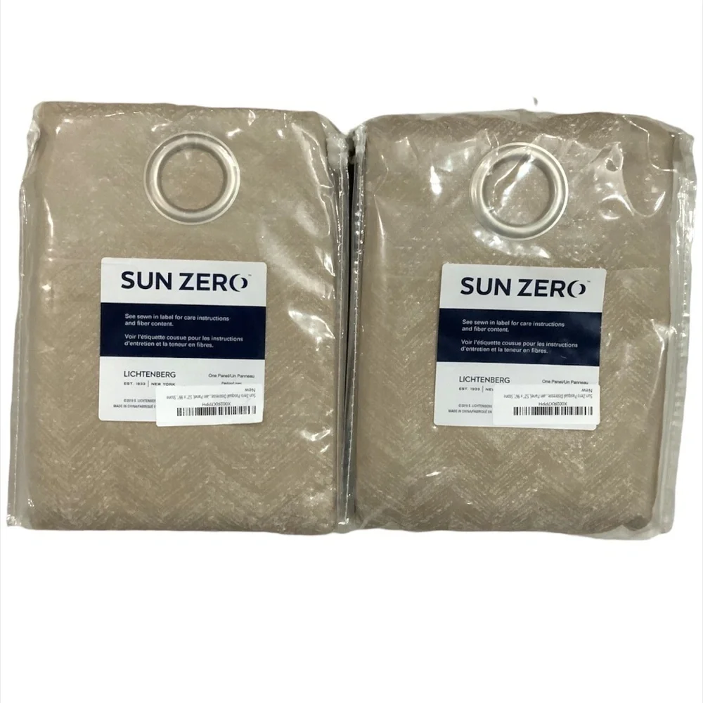 Sun Zero Pasqual 2 Chevron Thermal 100% Blackout Grommet Panels Curtain 52 X 96